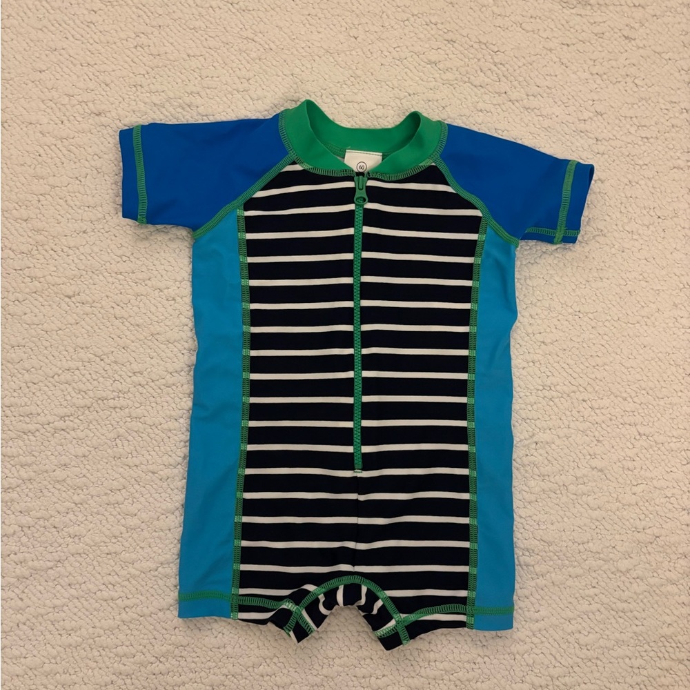 Hanna Andersson Blue and Green Striped Baby Rashguard